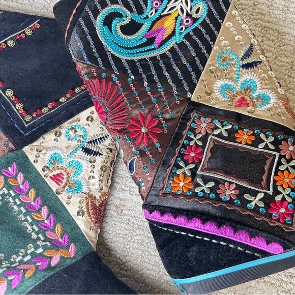 Vintage Y2K Sugar Brand Boho Embroidered Beaded Multicolor Women's Boots Size 6 - Picture 2 of 5